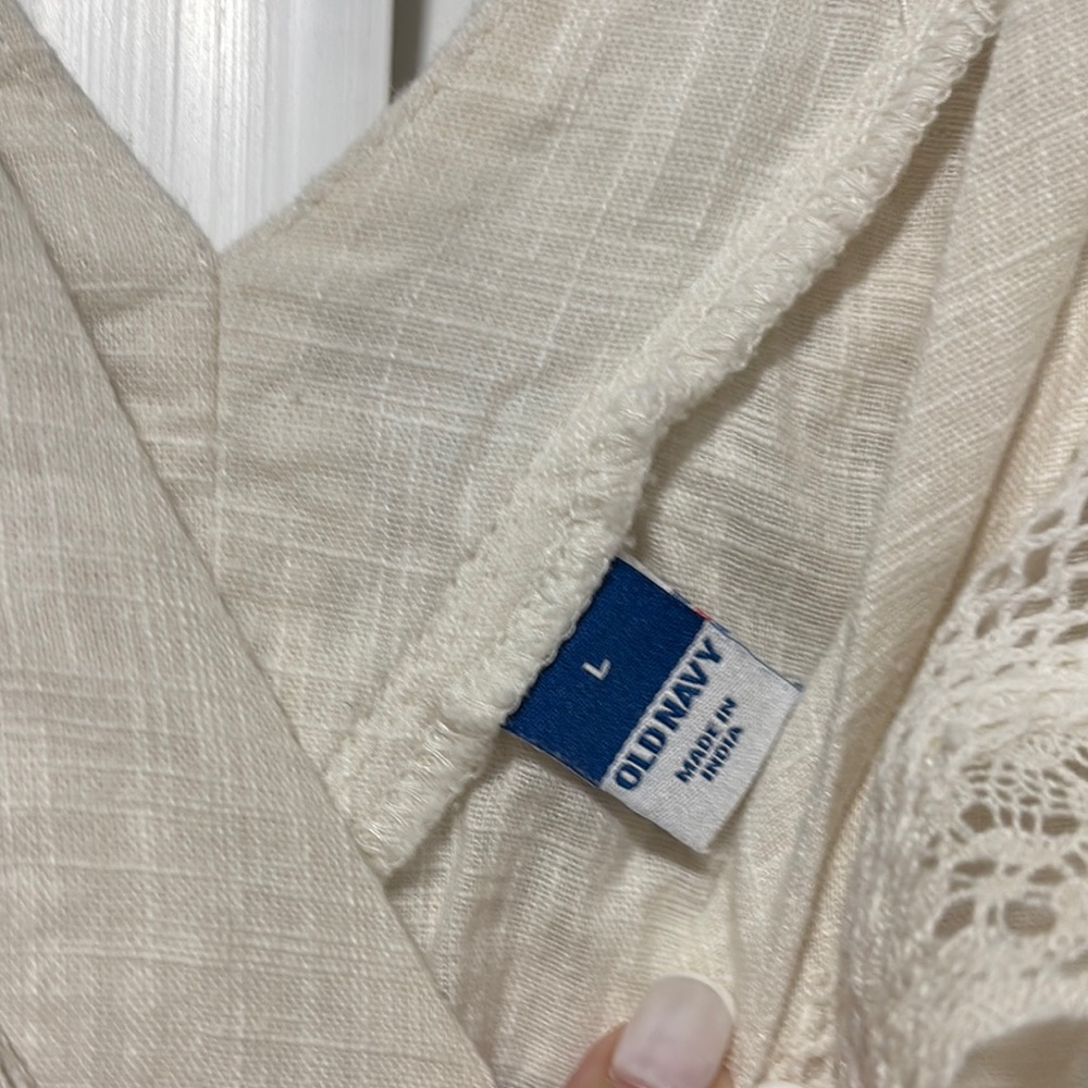 Old Navy Ivory Lace Trim Blouse - Picture 3 of 3